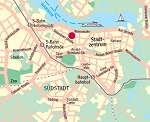 Stadtplan mit Markierung der Orthopäde Rostock