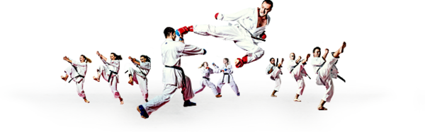 kämpfende karate-Sportler vor weißem Hintergrund, Orthopädie der Uniklinik Rostock